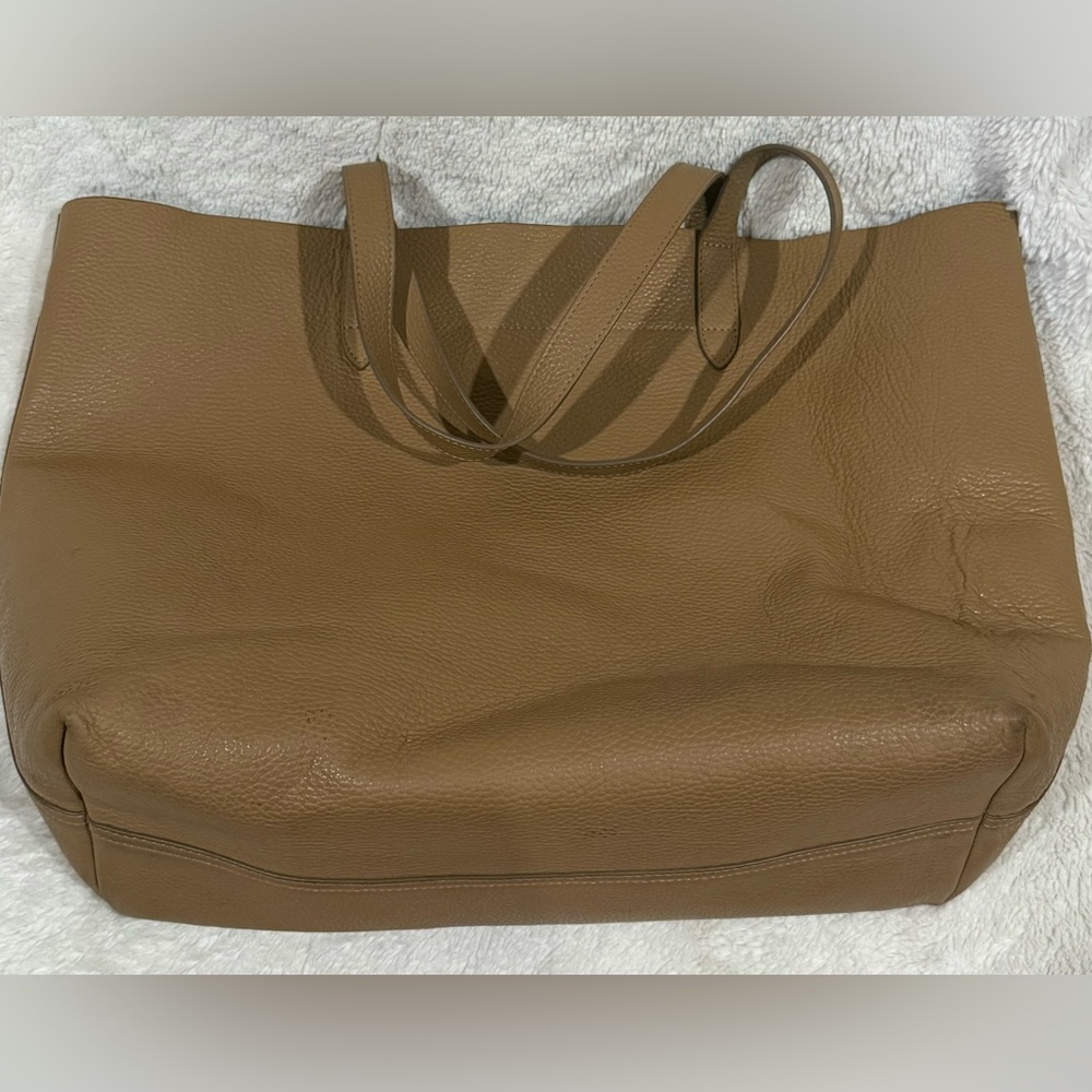 Cuyana Brown Leather Tote Structured Minimalist Design